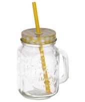 Smoothies drinkbeker geel met rietje 500 ml