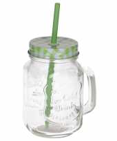 Smoothies drinkbeker groen met rietje 500 ml