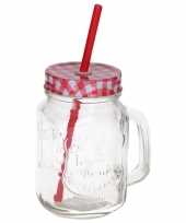 Smoothies drinkbeker rood met rietje 500 ml
