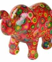 Spaarpot olifant rood met cirkels 20 cm