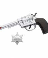 Speelgoed cowboy sherrif pistool en badge