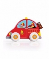 Speelgoed houten rode brandweerwagen