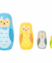 Speelgoed houten uilen matroesjka set