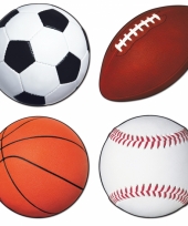 Sport thema muurdecoratie 4 stuks