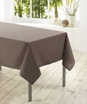Taupe tafellaken voor binnen 140 x 250 cm polyester stof textiel