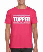 Topper t-shirt fuchsia roze heren