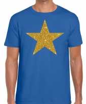 Toppers gouden ster glitter fun t t-shirt blauw heren