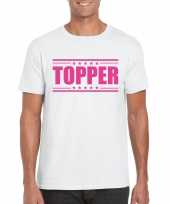 Toppers topper t-shirt wit met roze bedrukking heren