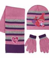 Trolls poppy handschoenen sjaal muts voor kinderen
