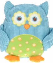 Uilen knuffel blauw voor jongens 28 cm