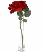 Valentijns kado nep rode roos 31 cm in smalle vaas