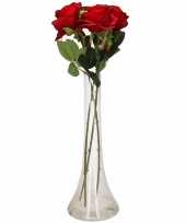 Valentijns kado nep rode rozen 3 stuks in vaas