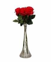 Valentijns kado nep rode rozen 6 stuks in vaas