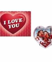 Valentijsdag cadeau 3d hart fotolijst met valentijnskaart