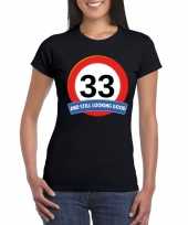 Verkeersbord 33 jaar t-shirt zwart dames