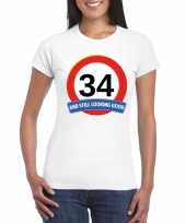 Verkeersbord 34 jaar t-shirt wit dames