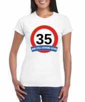 Verkeersbord 35 jaar t-shirt wit dames