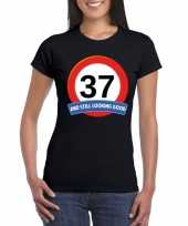 Verkeersbord 37 jaar t-shirt zwart dames