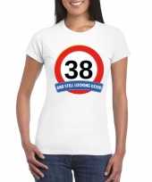 Verkeersbord 38 jaar t-shirt wit dames