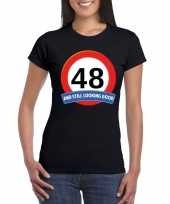 Verkeersbord 48 jaar t-shirt zwart dames