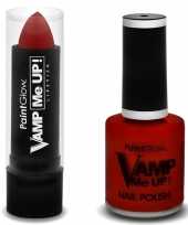 Verkleed accessoires matte rode vampiers schmink nagellak lipstick