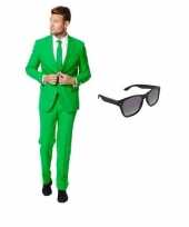 Verkleed groen net heren kostuum maat 48 m met gratis zonnebril