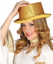 Verkleed hoge hoed gouden glitters