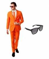 Verkleed oranje net heren kostuum maat 46 s met gratis zonnebril