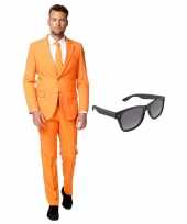 Verkleed oranje net heren kostuum maat 54 xxl met gratis zonnebril