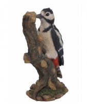 Vogel beeldje grote bonte specht 24 cm