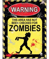 Wand waarschuwingsbord zombies 15 x 20 cm
