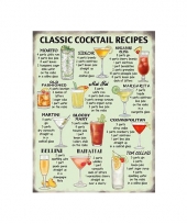 Wandplaat classic cocktail recipes