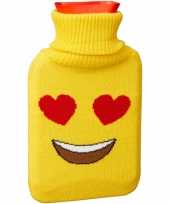 Warm water kruik 1 liter geel met hartjesogen emoticon
