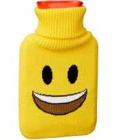 Warm water kruik 1 liter geel met lachende emoticon