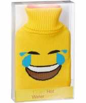 Warm water kruik 1 liter geel met lol emoticon