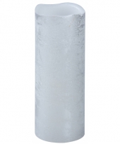 Warm witte led kaars zilver 20 cm