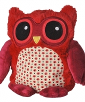 Warmte knuffel rode uil babyshower kado