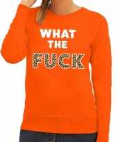 What the fuck tekst sweater oranje voor dames