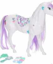Wit lila paarden speelset met 6 delige paarden verzorgingsset