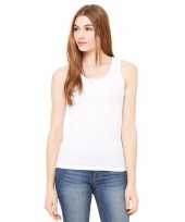 Witte dames rib shirt zonder mouwen