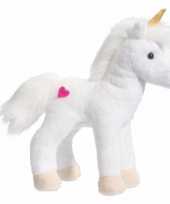 Witte eenhoorn knuffel wit goud 18 cm