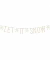 Witte let it snow kerst versiering decoratie vlaggenlijnen slingers 175 cm