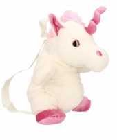 Witte pluche eenhoorn tas voor kind 33 x 18 cm