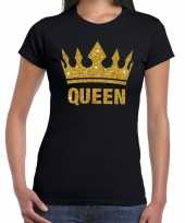 Zwart queen met gouden kroon t-shirt dames